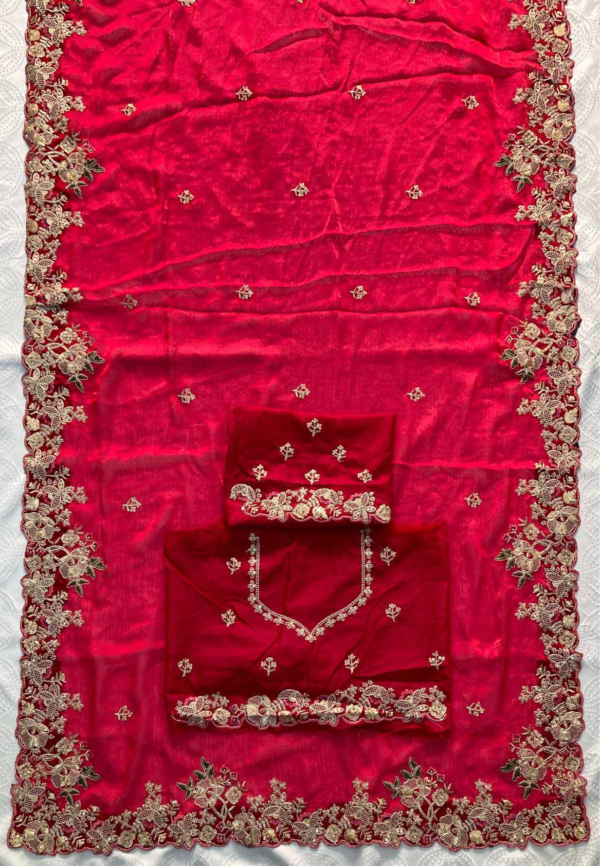 Chiffon  Embroidered Cutwork Saree